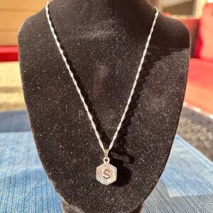 16” Silver S Pendant Necklace - Elegant Women’s Jewelry